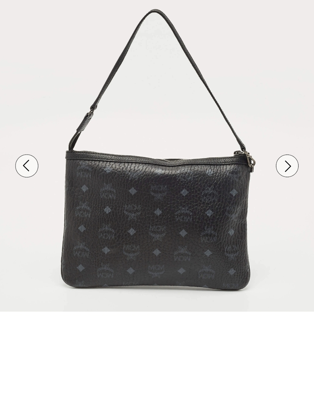 MCM Black Visetos Coated Canvas Slim Shoulder Bag Authentic Womens
